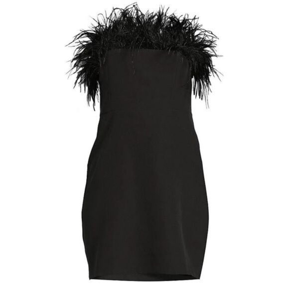NWT Sam Edelman Women's Fringe Trim Bandeau Mini Dress 6 - Black $158 - Picture 3 of 3